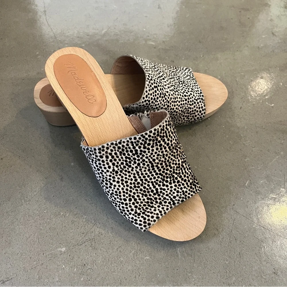 Madewell Evelyn Clog Slide Sandals in Calf Hair - Picture 1 of 6